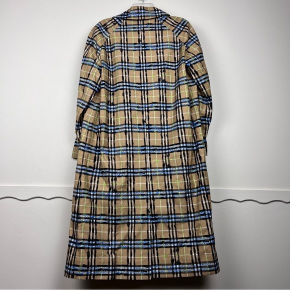 Burberry Calderbrook Scribble Printed Nova Check Long Car Coat Trench - Picture 9 of 13